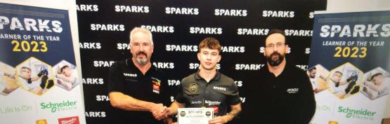 Matthew Receiving His Award At The Sparks Apprentice Of The Year 2023 Competition