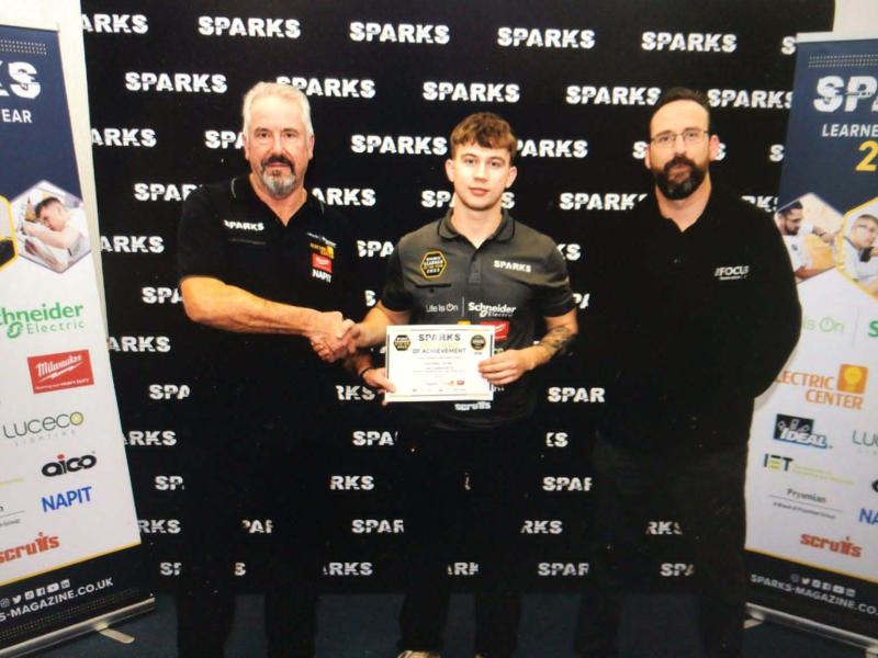 Matthew Receiving His Award At The Sparks Apprentice Of The Year 2023 Competition