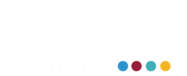 The Focus Training Group Logo, with white text and blue, red, green and yellow dots.